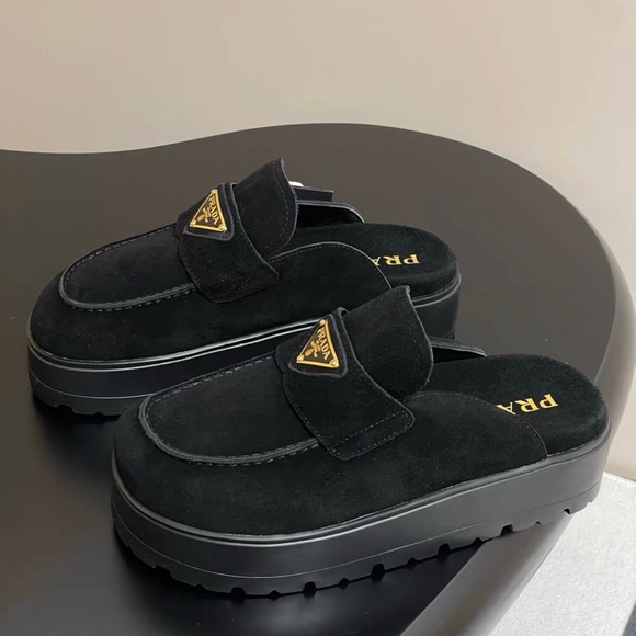 Prada Women's Black Suede Slippers - Picture 3 of 9